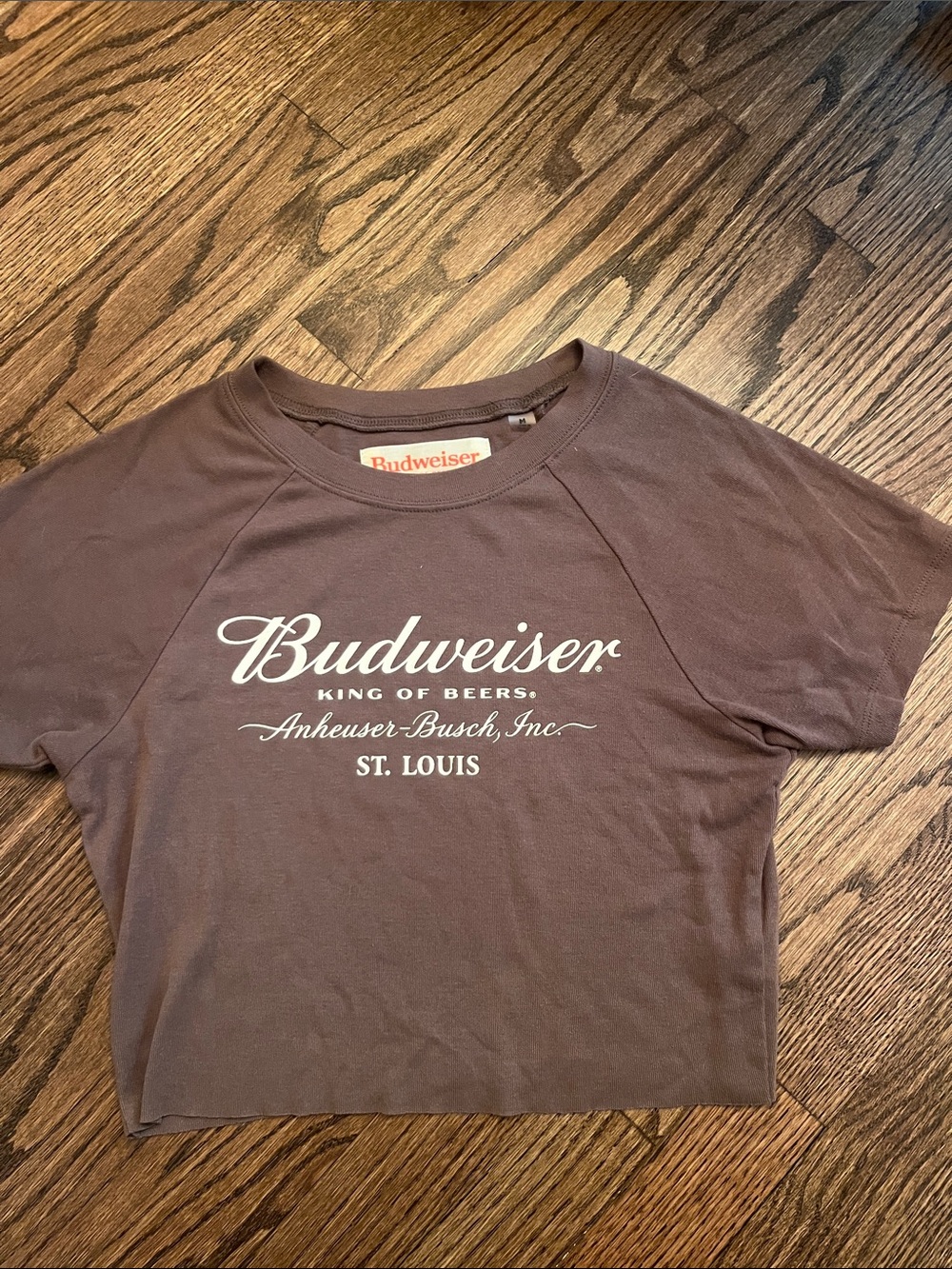Budweiser Brown Cropped Logo T-Shirt